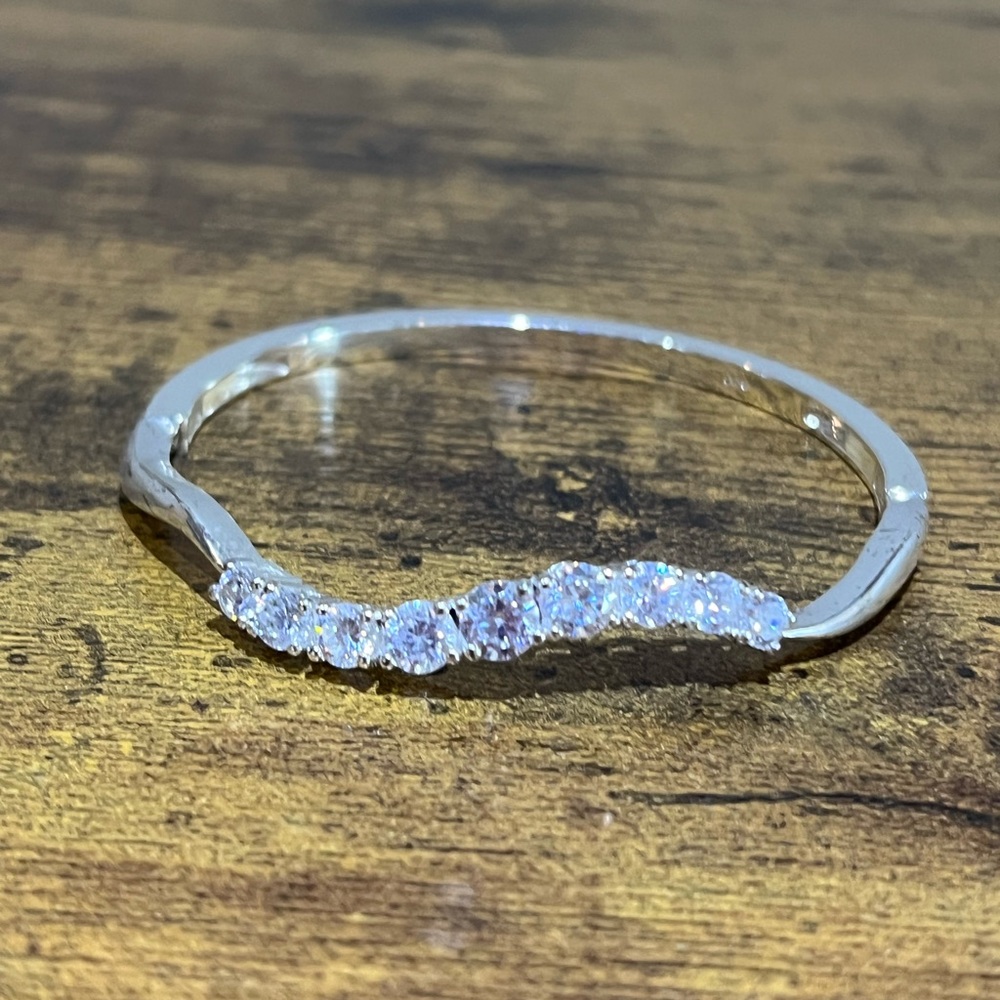 Silver Curved Rhinestone Bracelet